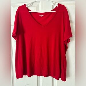 Old Navy Women's Red V-Neck Tee